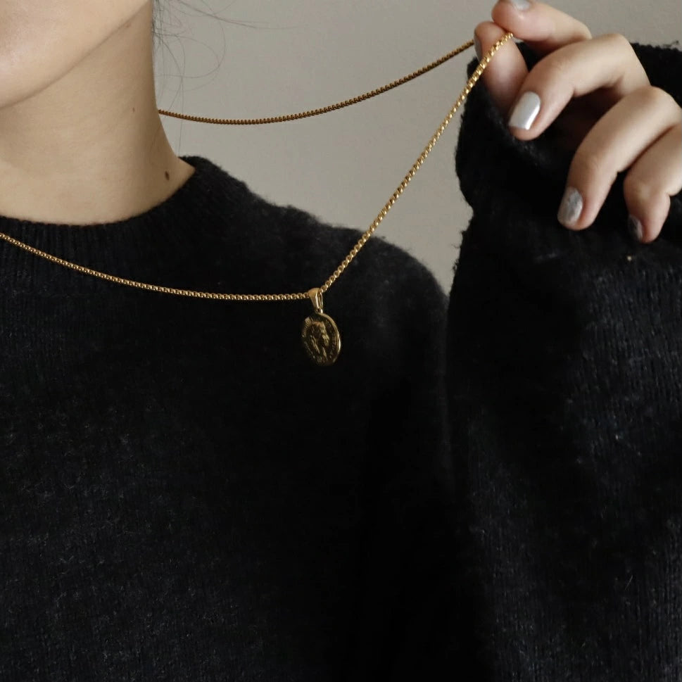 N136 stainless coin pendant