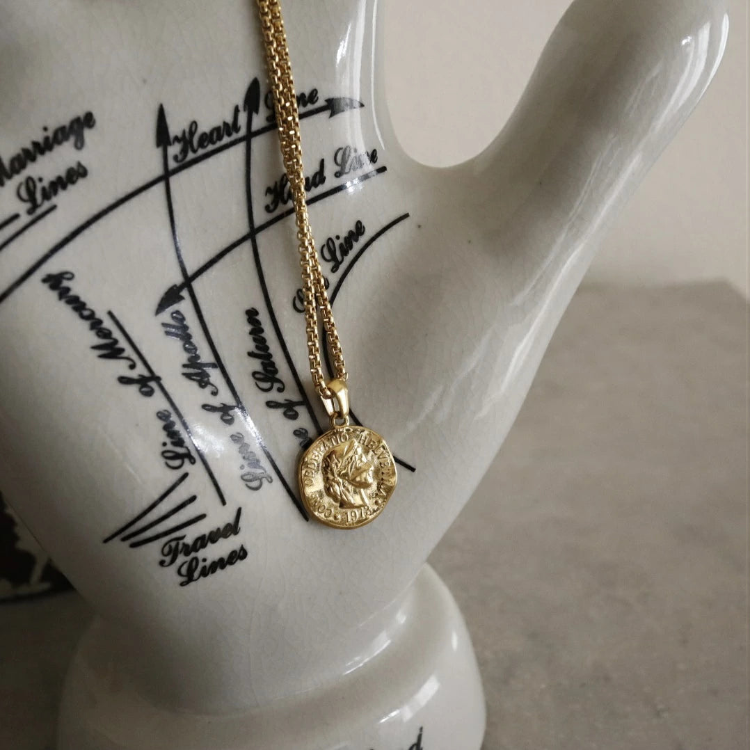N136 stainless coin pendant