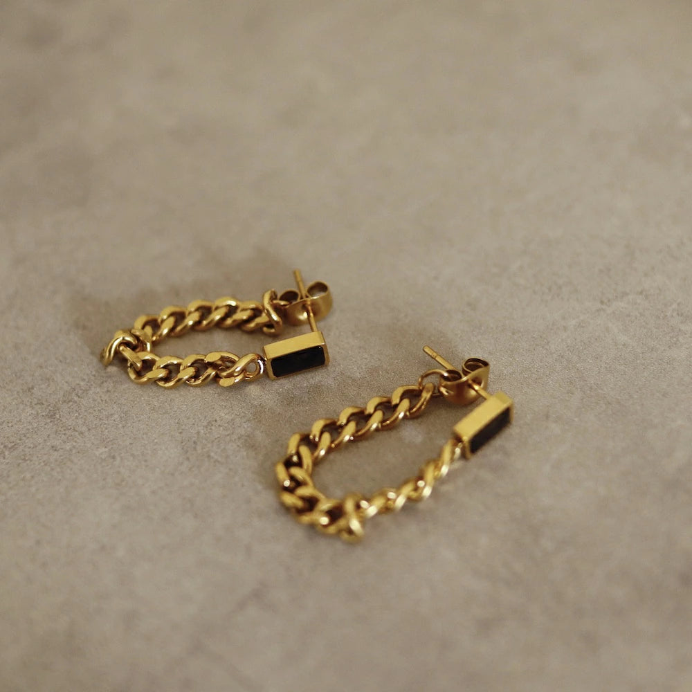 P159 stainless black zircon chain pierce