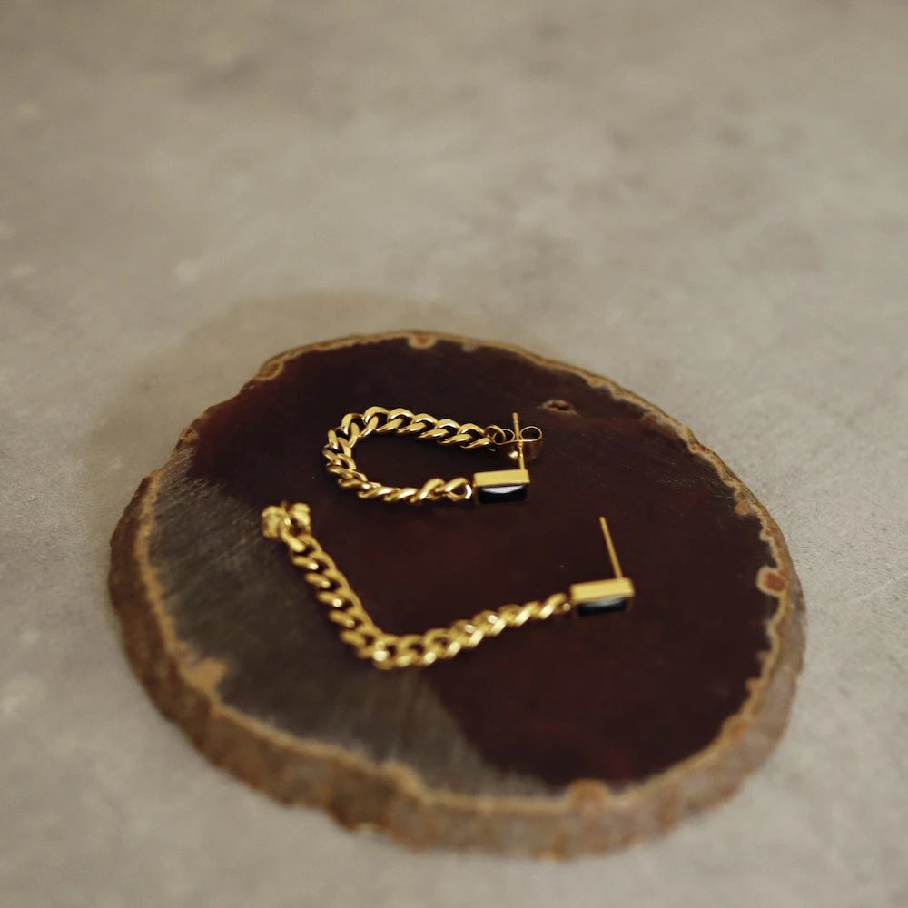 P159 stainless black zircon chain pierce