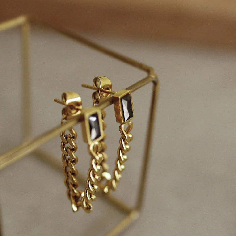 P159 stainless black zircon chain pierce