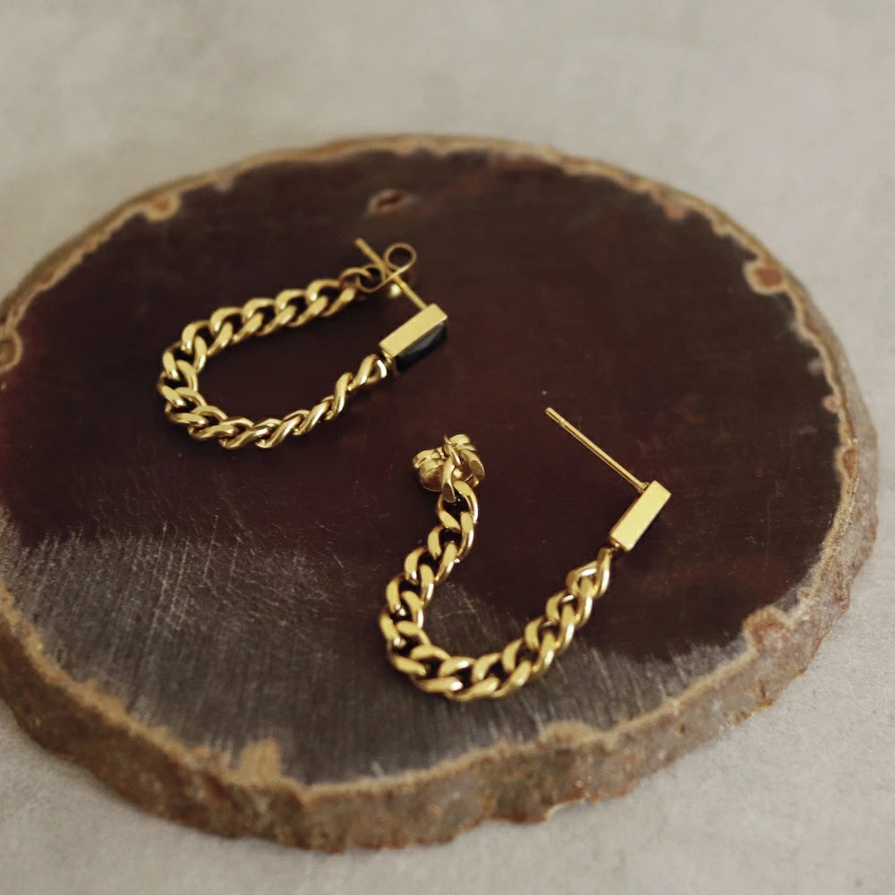 P159 stainless black zircon chain pierce