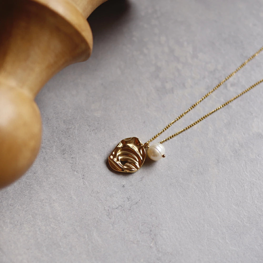 N075 stainless pearl long pendant