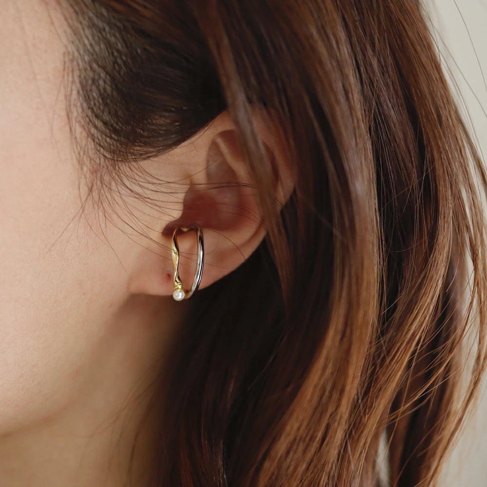 C127 silver925 bi-color pearl earcuff ring