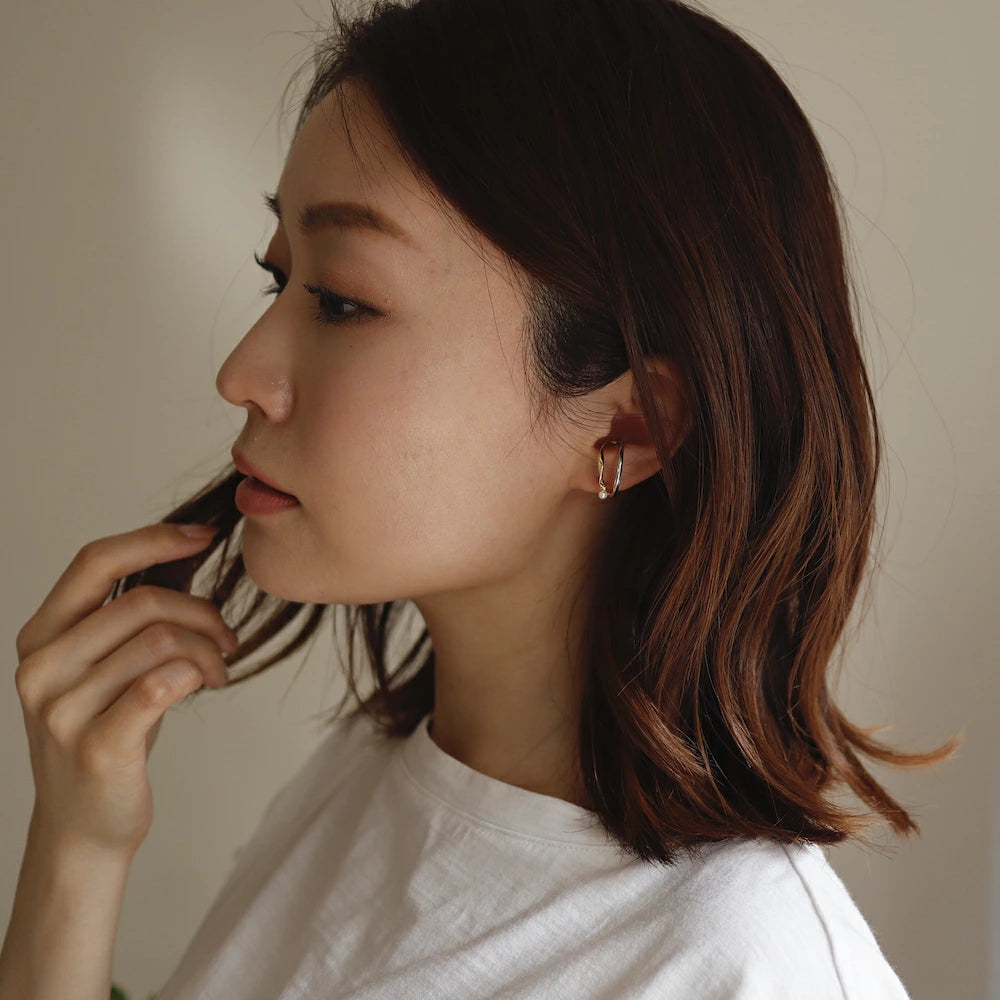 C127 silver925 bi-color pearl earcuff ring