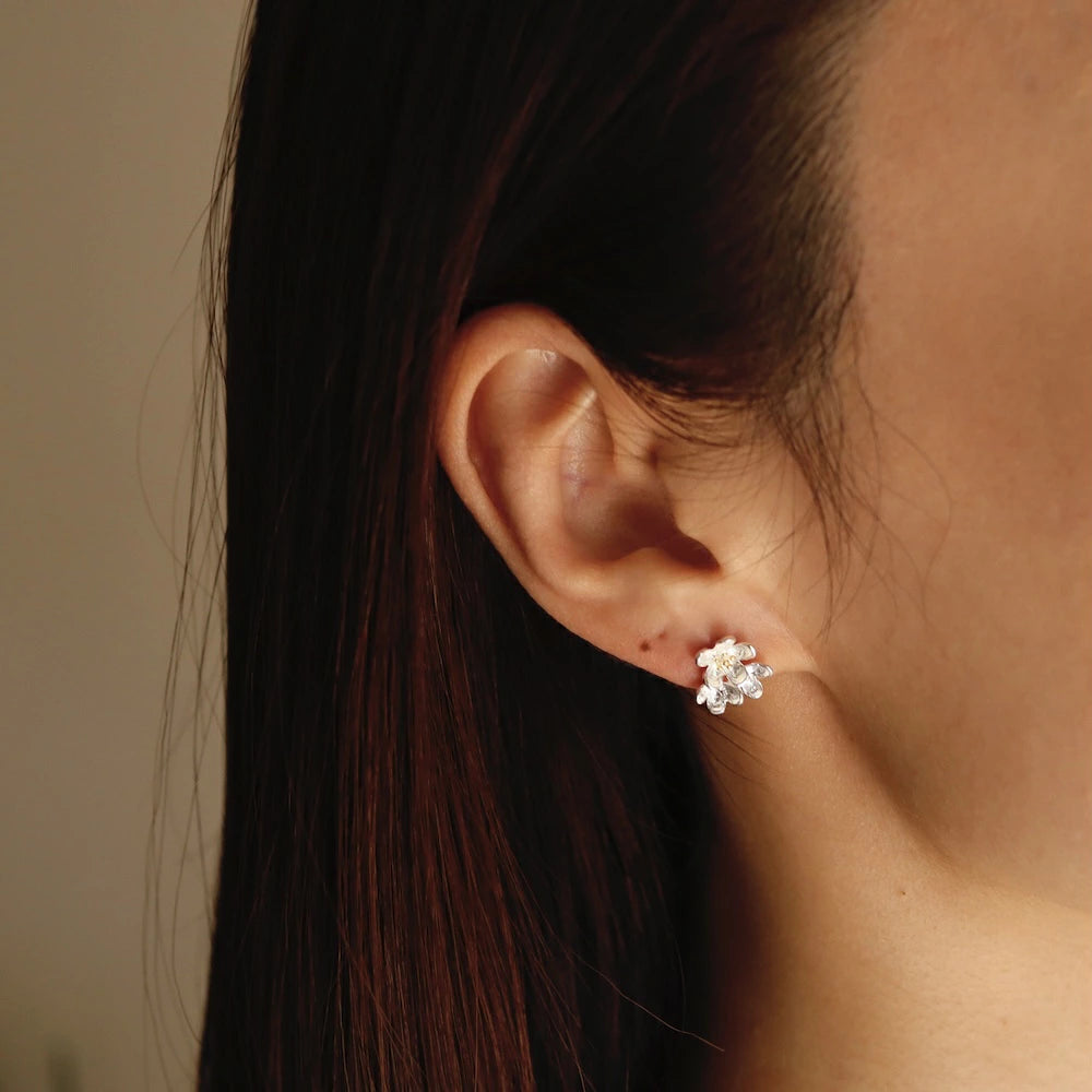 P284 silver925 bicolor flower minimum pierce
