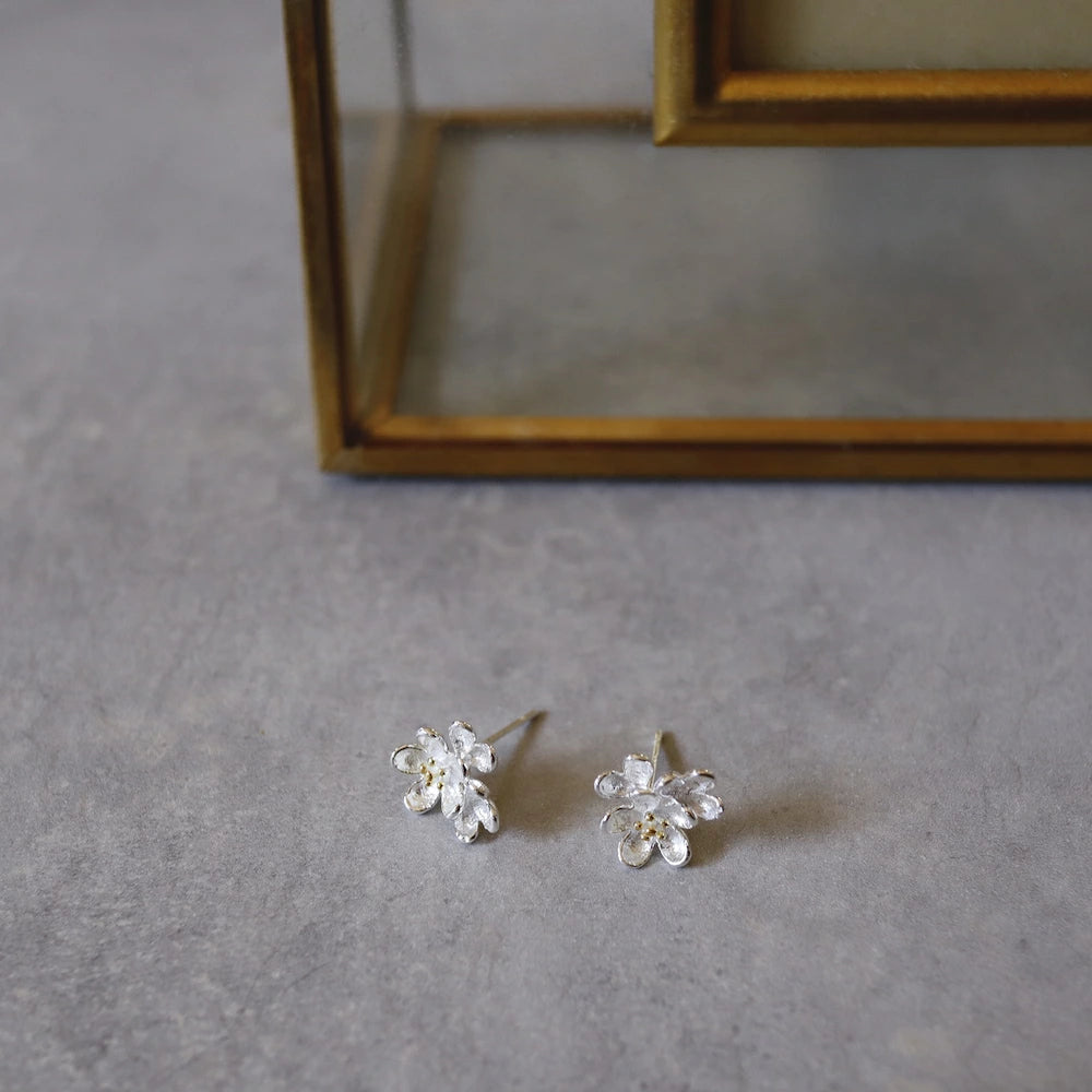 P284 silver925 bicolor flower minimum pierce