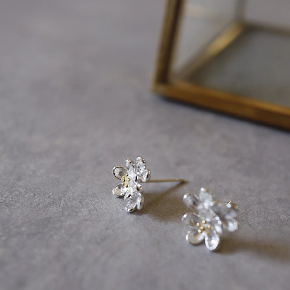 P284 silver925 bicolor flower minimum pierce