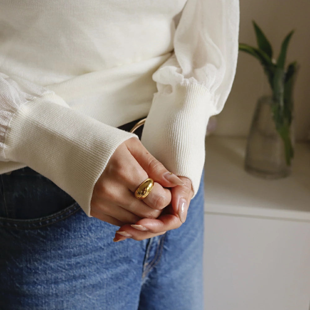 R017 stainless plump oversized ring