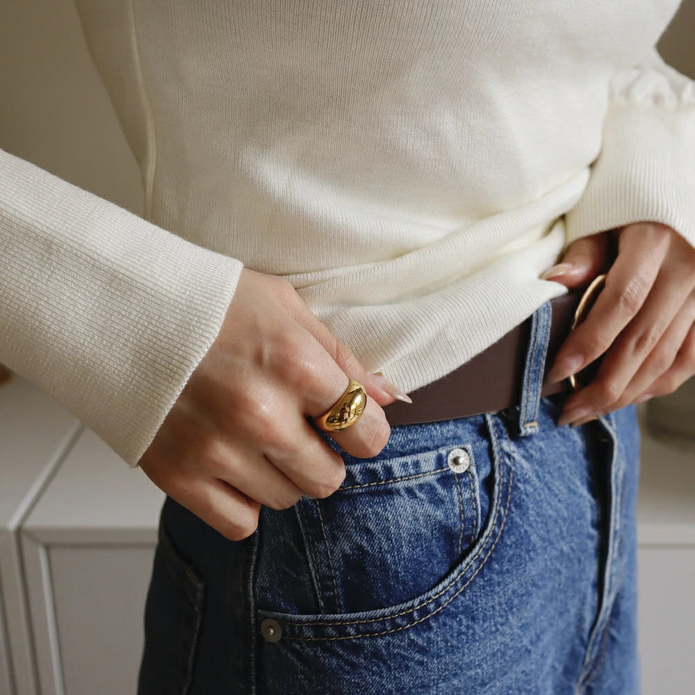 R017 stainless plump oversized ring