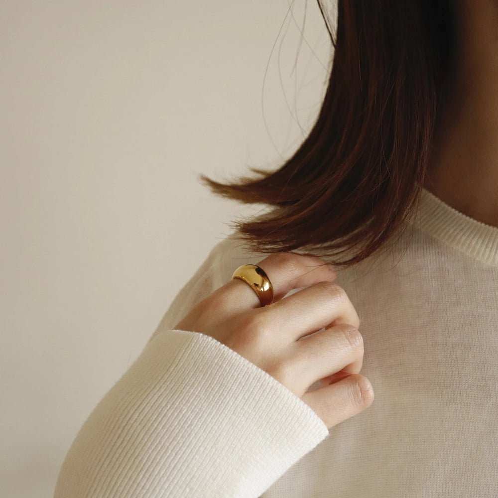 R017 stainless plump oversized ring