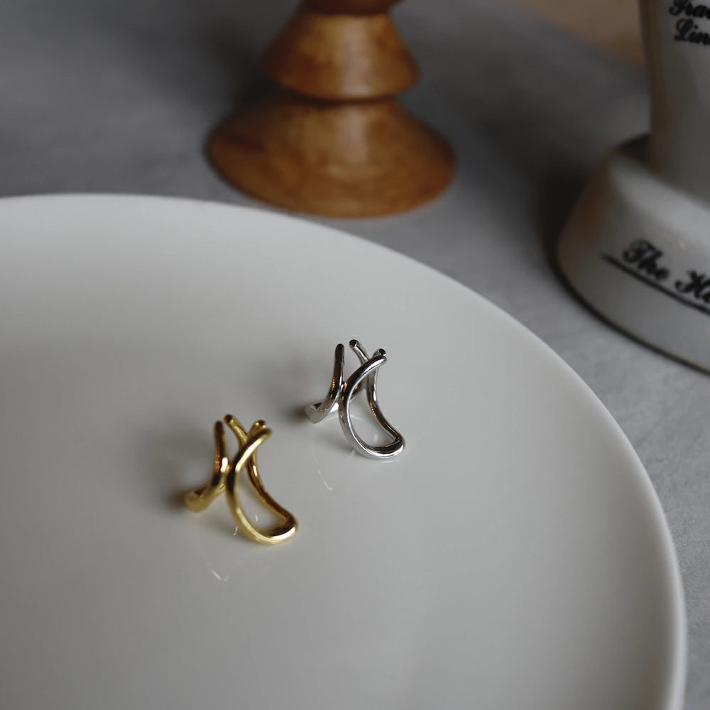C020 silver925 docking curve earcuff