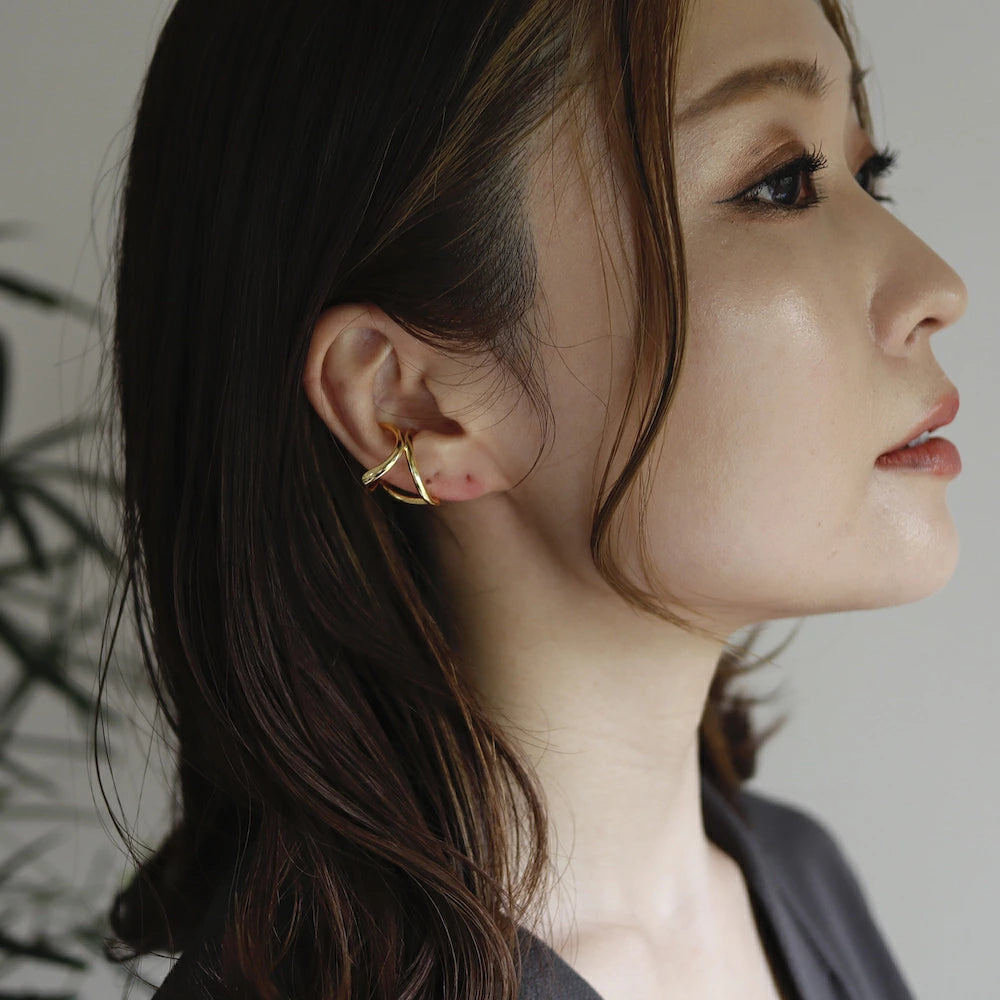 C020 silver925 docking curve earcuff