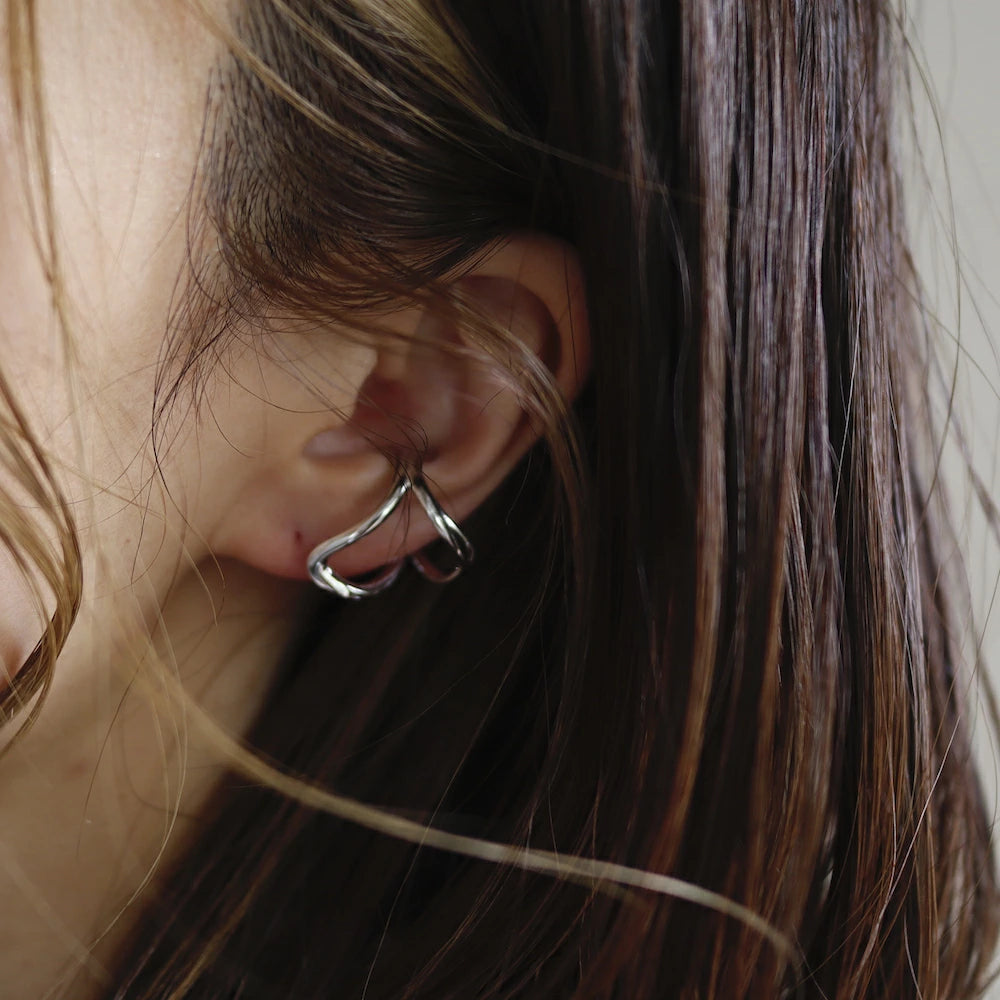 C020 silver925 docking curve earcuff