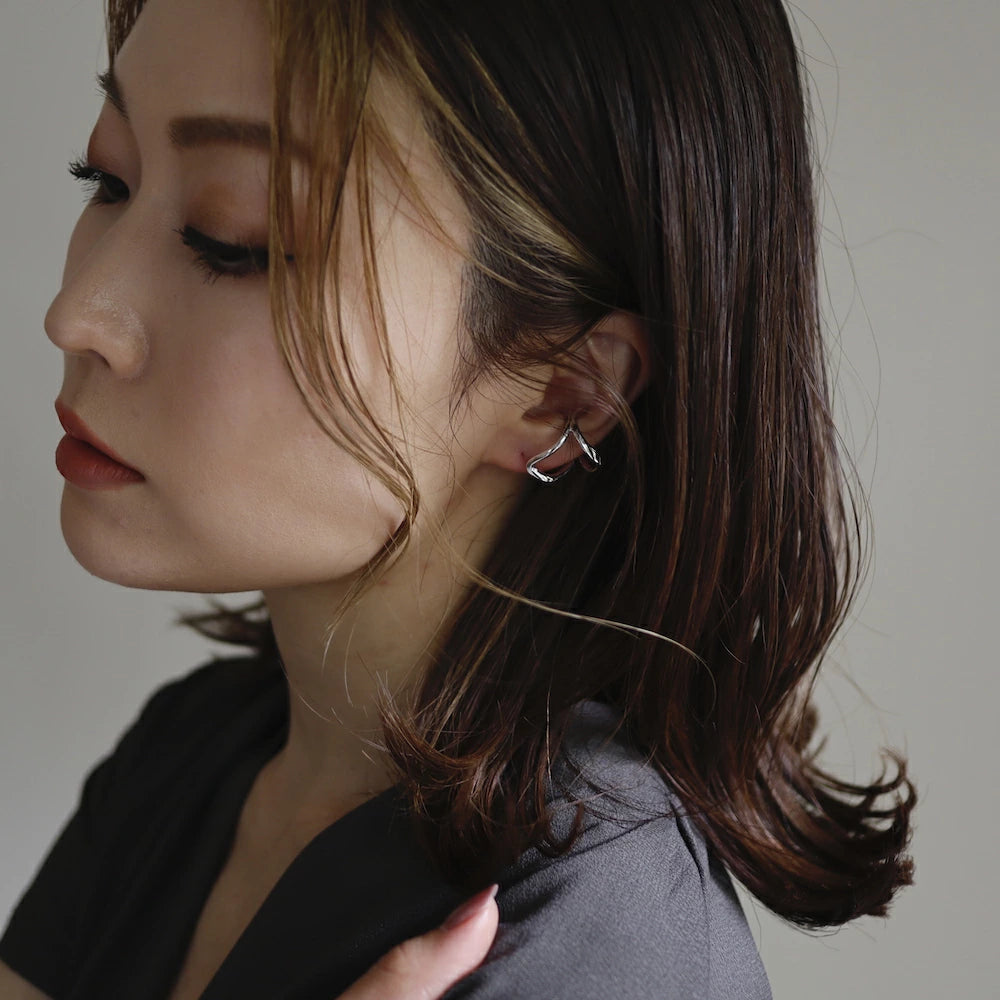 C020 silver925 docking curve earcuff