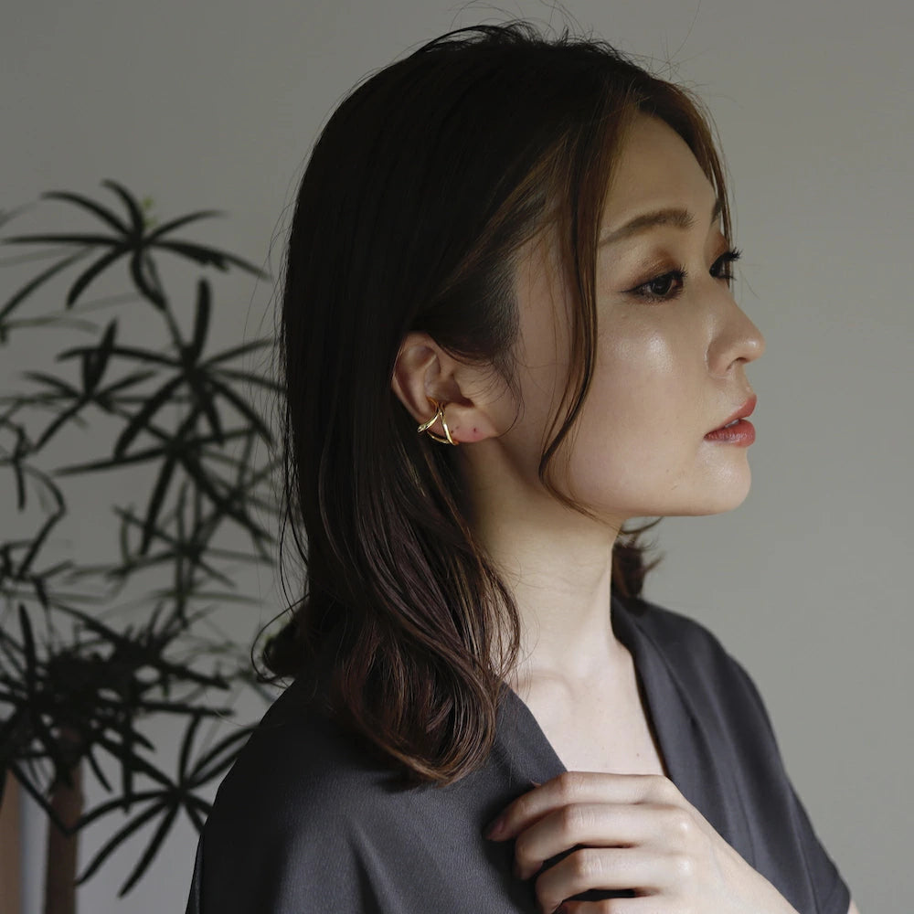 C020 silver925 docking curve earcuff
