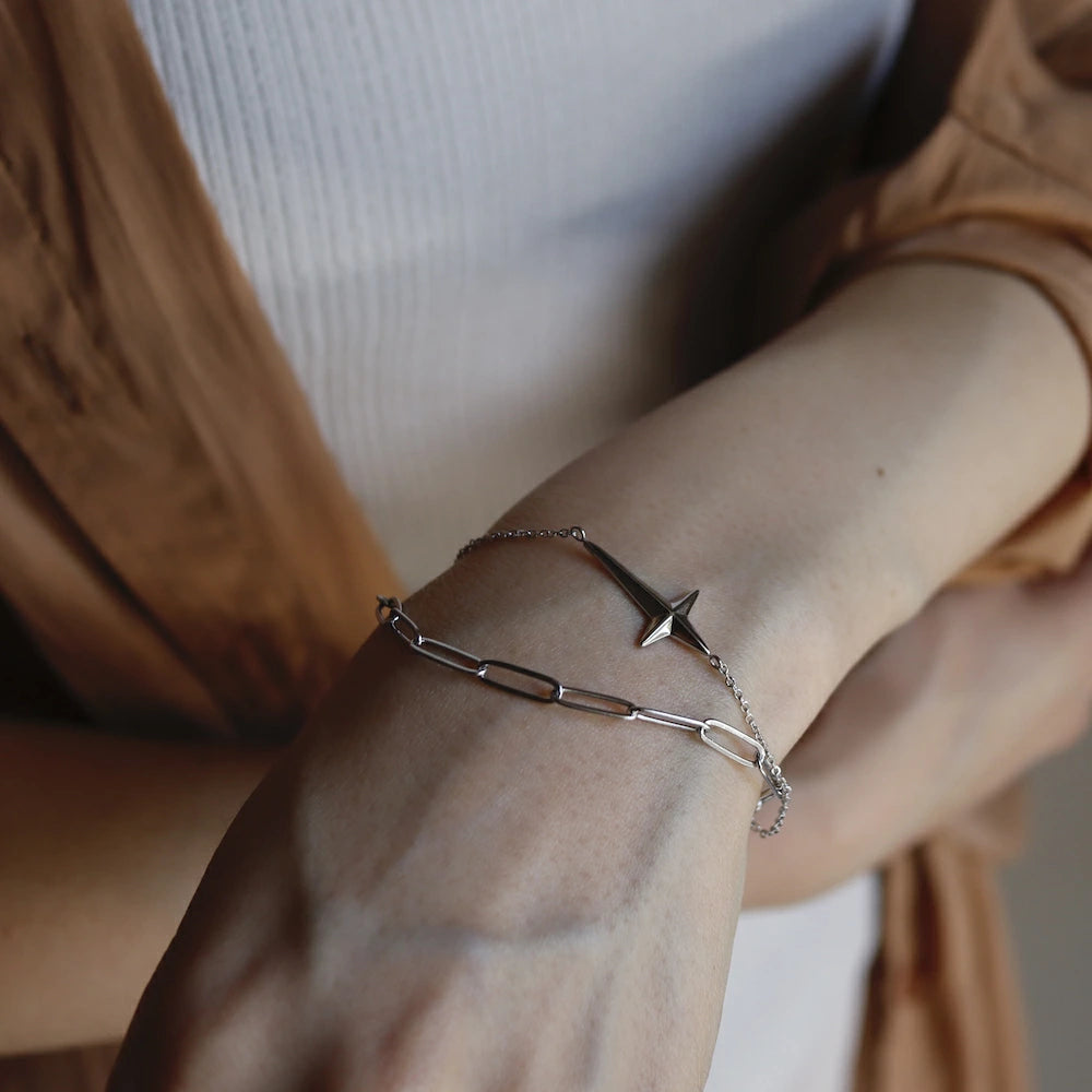 N093 stainless cross doublechain bracelet