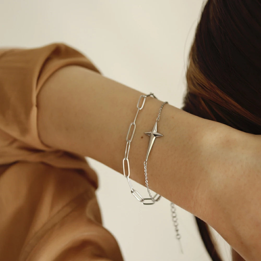 N093 stainless cross doublechain bracelet