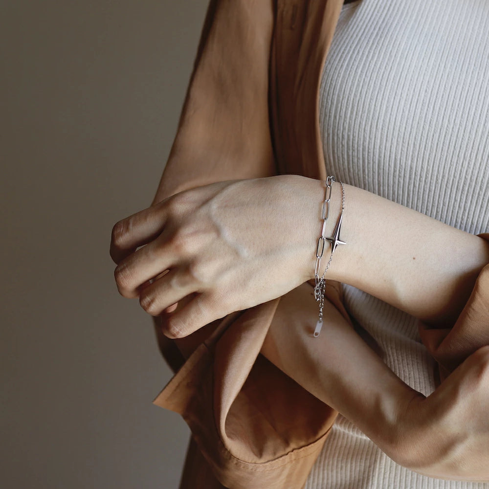 N093 stainless cross doublechain bracelet