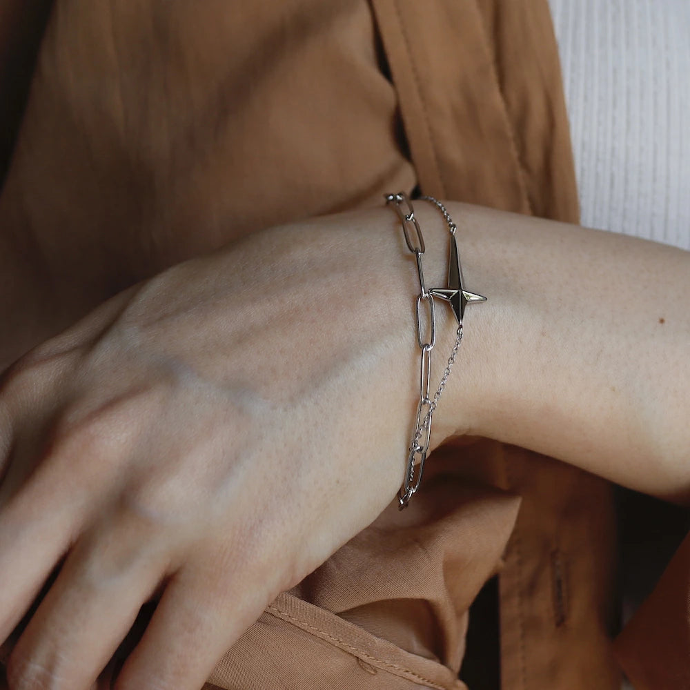 N093 stainless cross doublechain bracelet