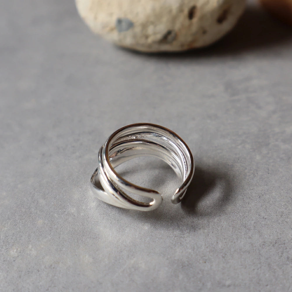 C009 silver925 cross volume earcuff ring