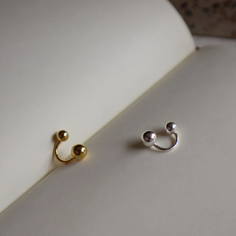 C055 silver925 ball minimum earcuff