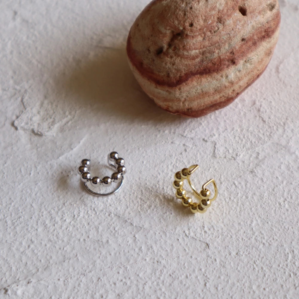 C057 silver925 connected ball earcuff