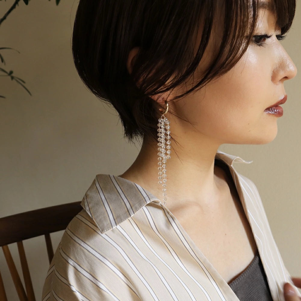 P104 asymmetry beads long pierce
