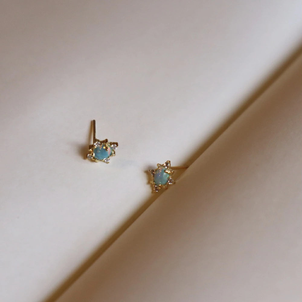 P205 silver925 synthetic opal minimum pierce