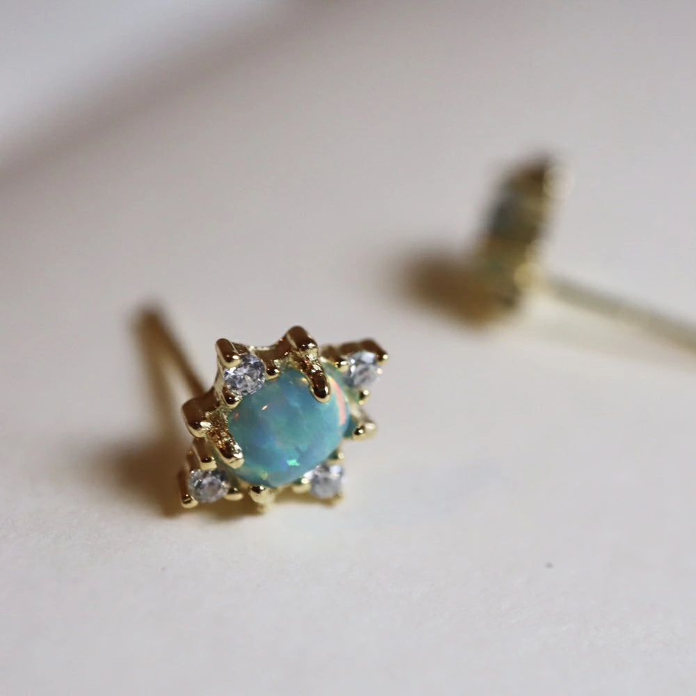 P205 silver925 synthetic opal minimum pierce