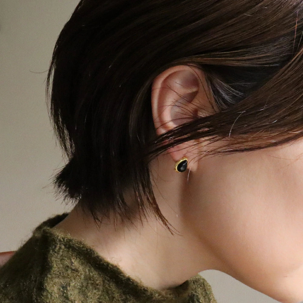 P140 silver925 onyx drop minimum pierce