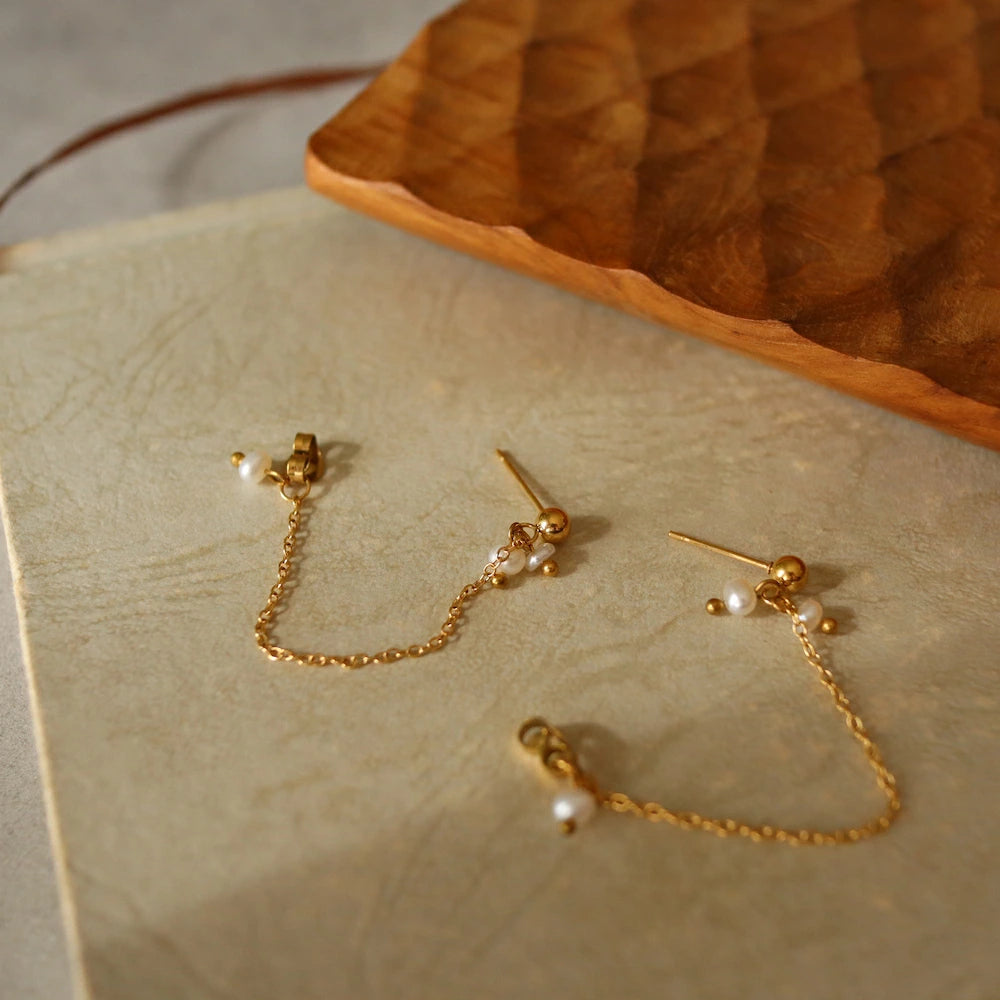 P260 stainless freshwater pearl chain pierce