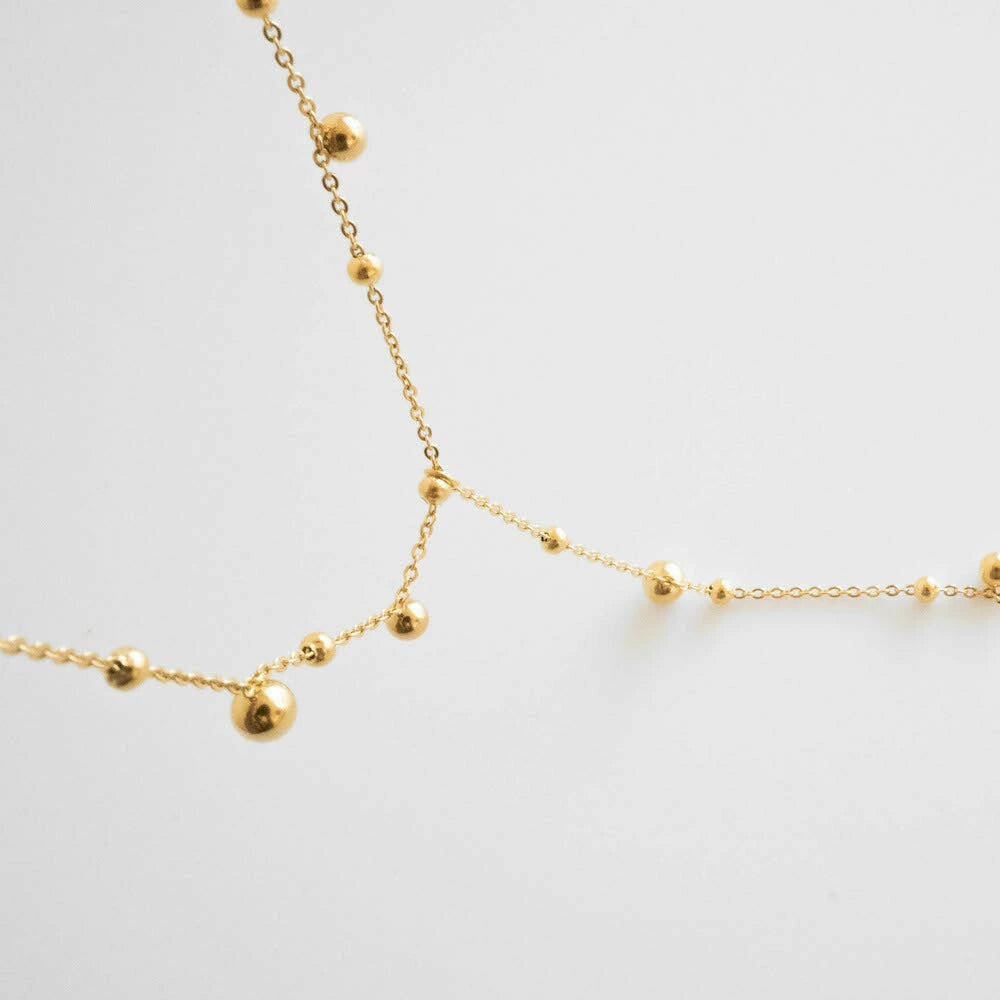 N077 stainless random ball necklace