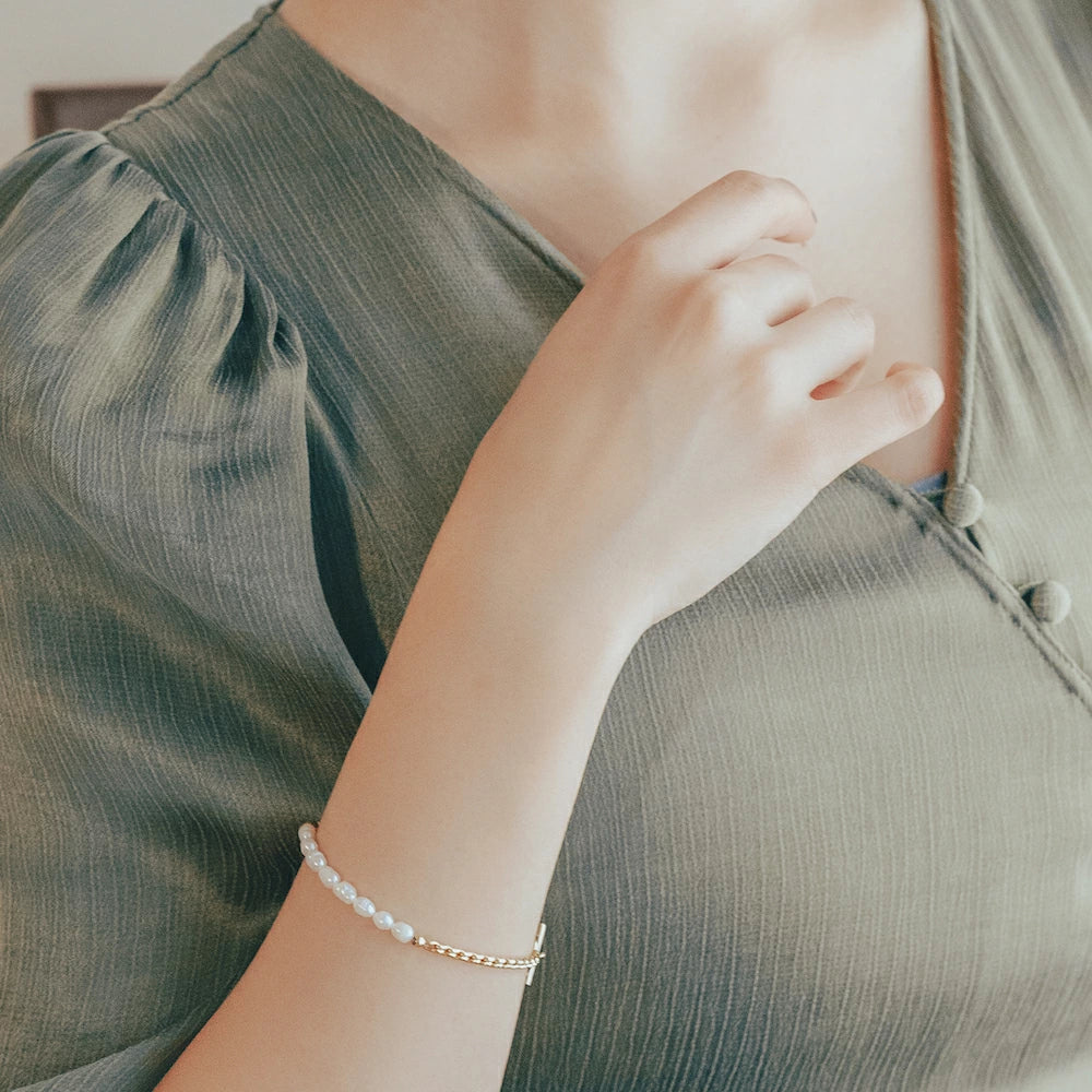 N096 stainless pearl mantel bracelet
