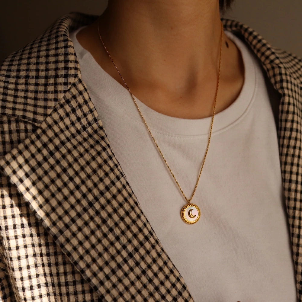 N110 stainless moon pendant
