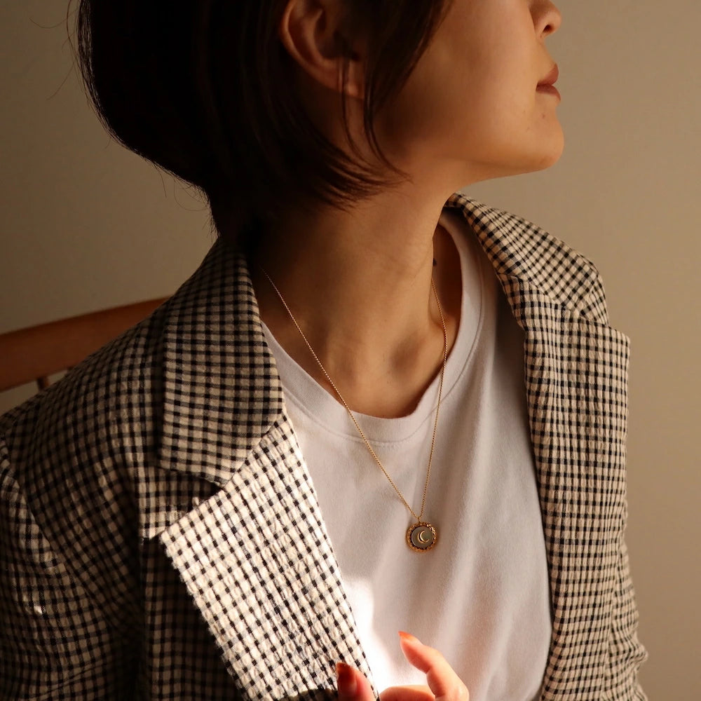 N110 stainless moon pendant