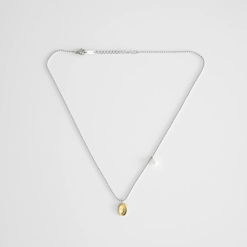 N119 stainless bi-color beans necklace