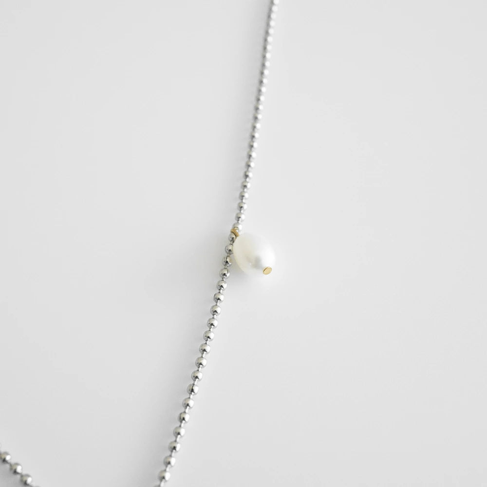 N119 stainless bi-color beans necklace