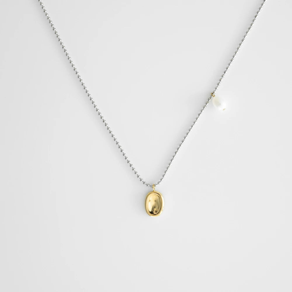 N119 stainless bi-color beans necklace