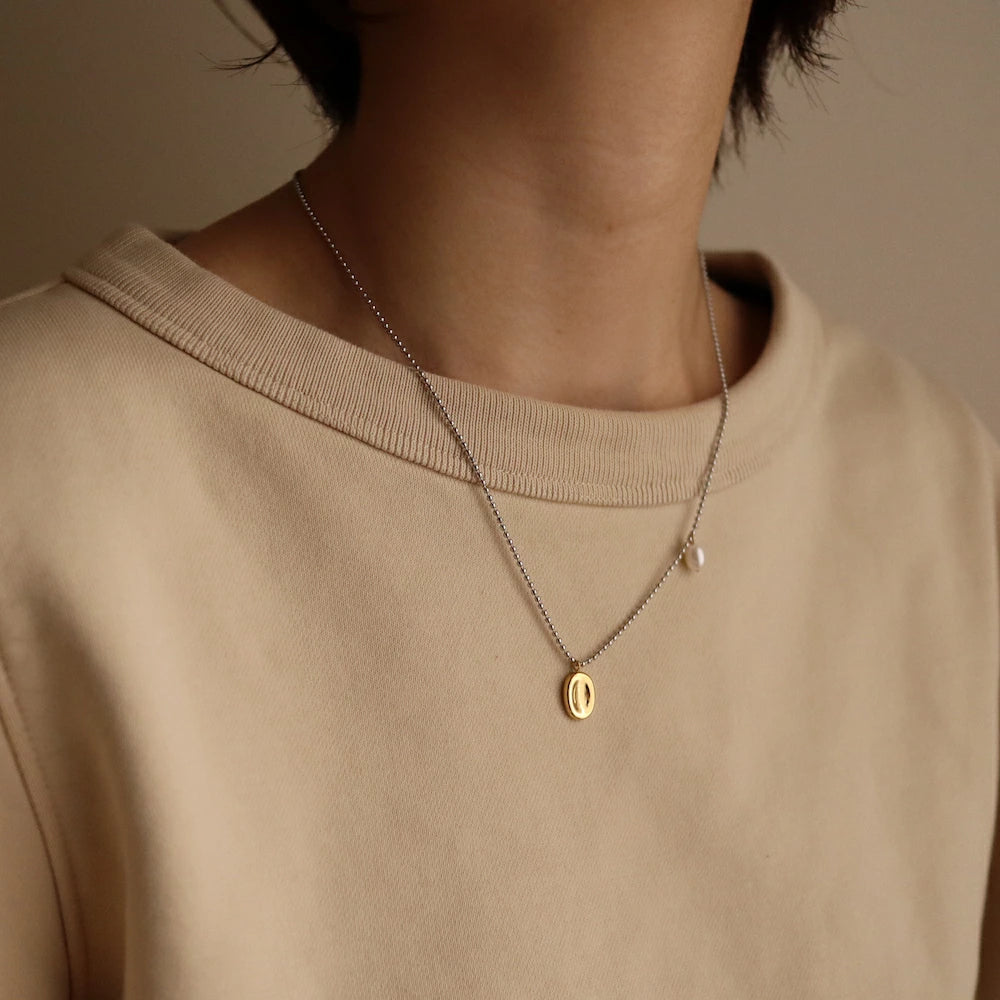 N119 stainless bi-color beans necklace