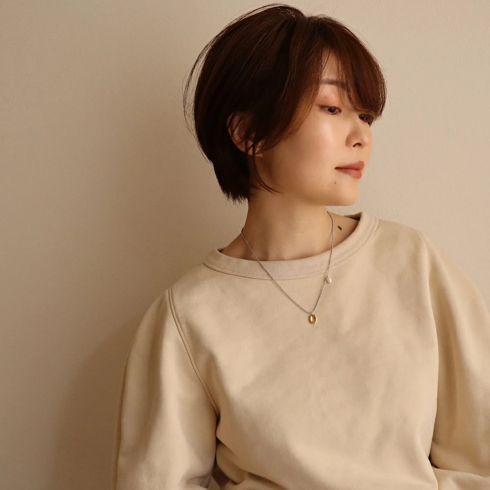 N119 stainless bi-color beans necklace