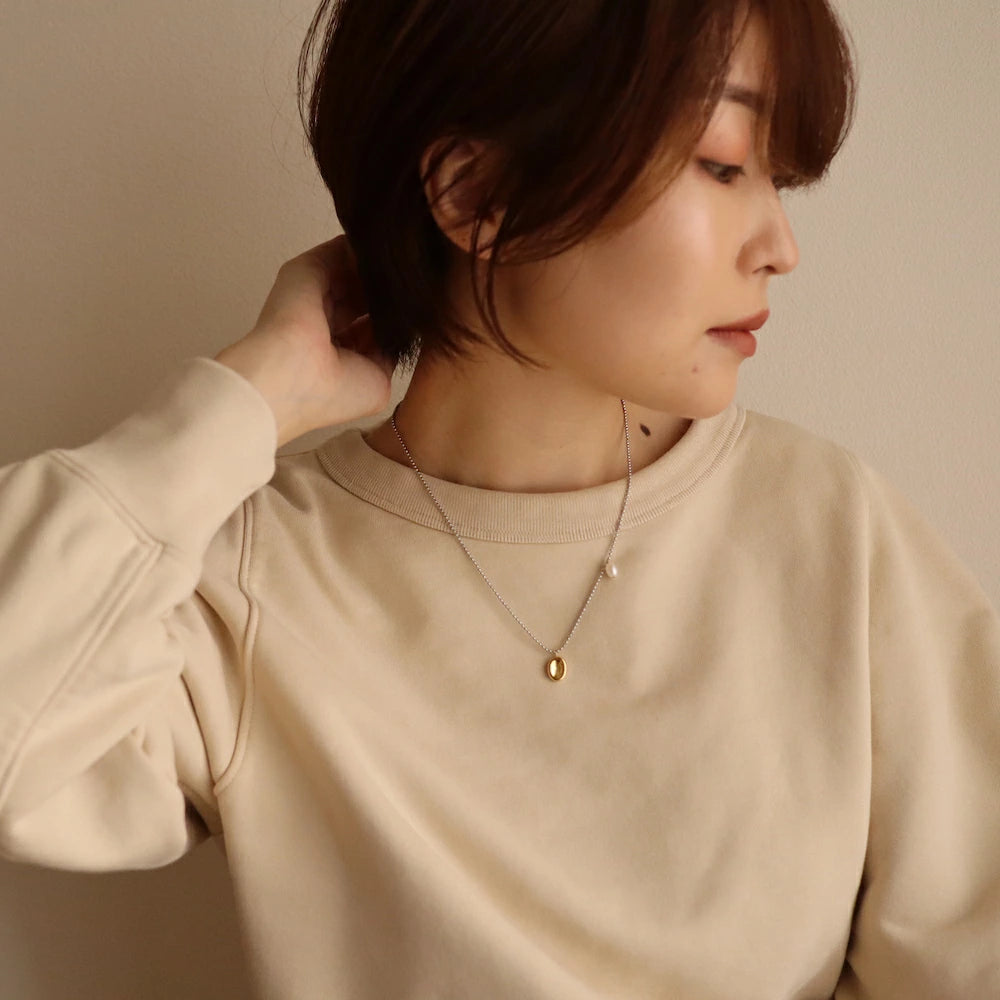 N119 stainless bi-color beans necklace