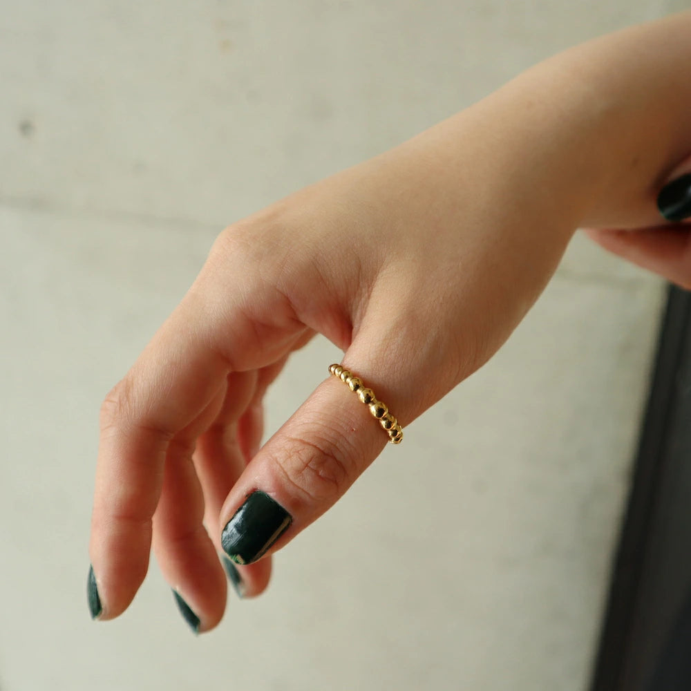 R011 stainless gold ball ring