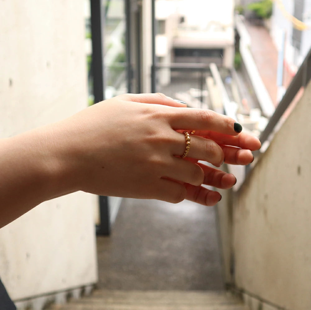 R011 stainless gold ball ring