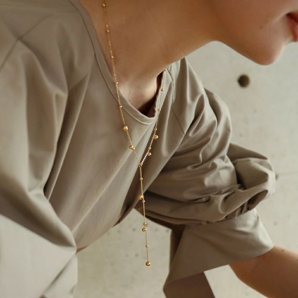 N077 stainless random ball necklace