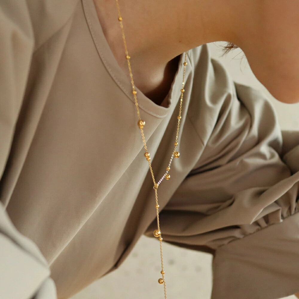 N077 stainless random ball necklace