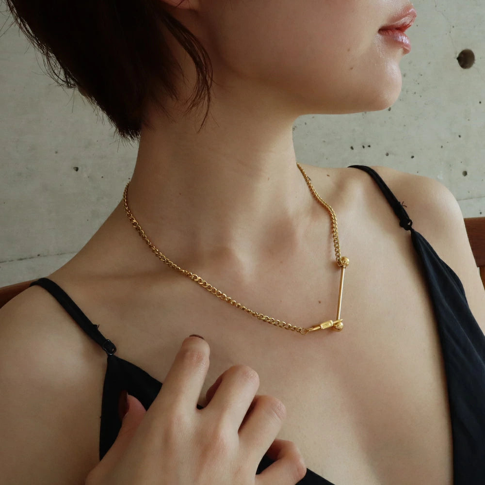 N107 stainless barbell necklace