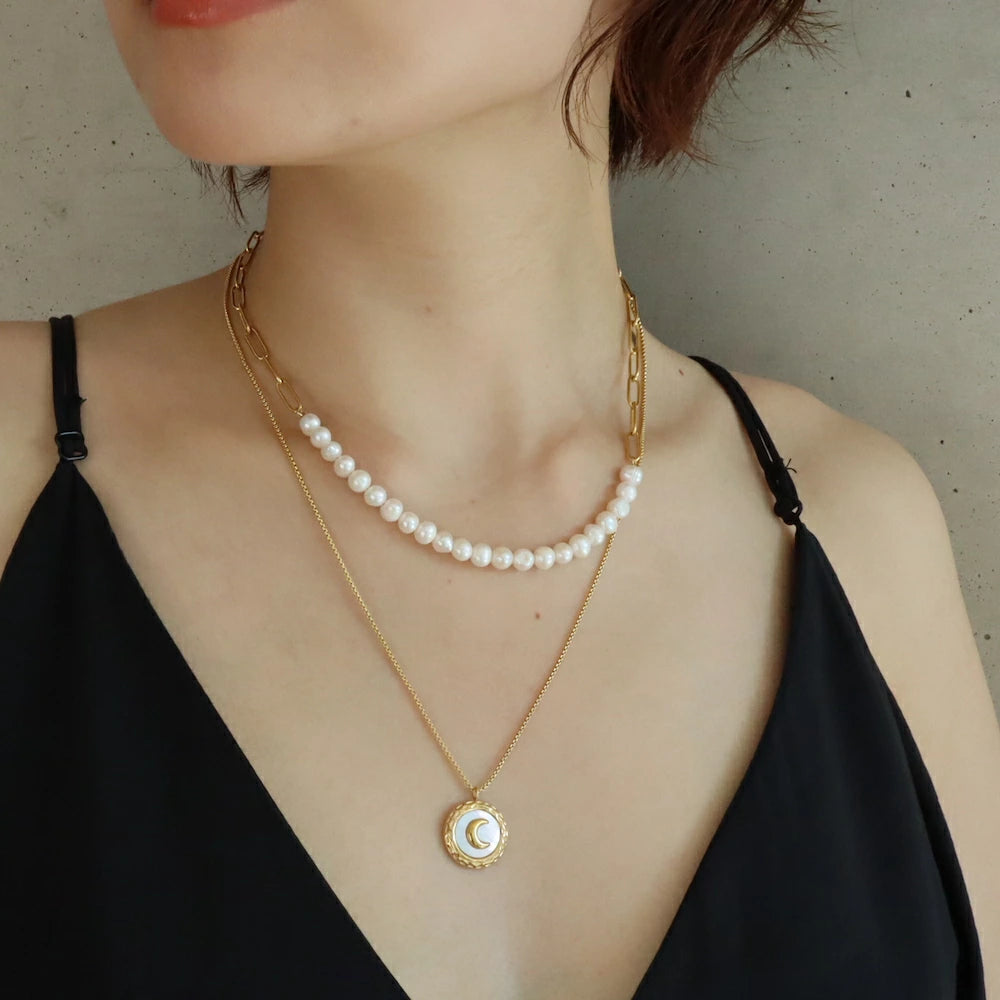 N110 stainless moon pendant