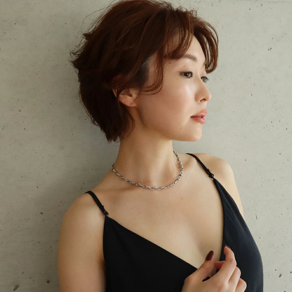N147 stainless flat chain necklace