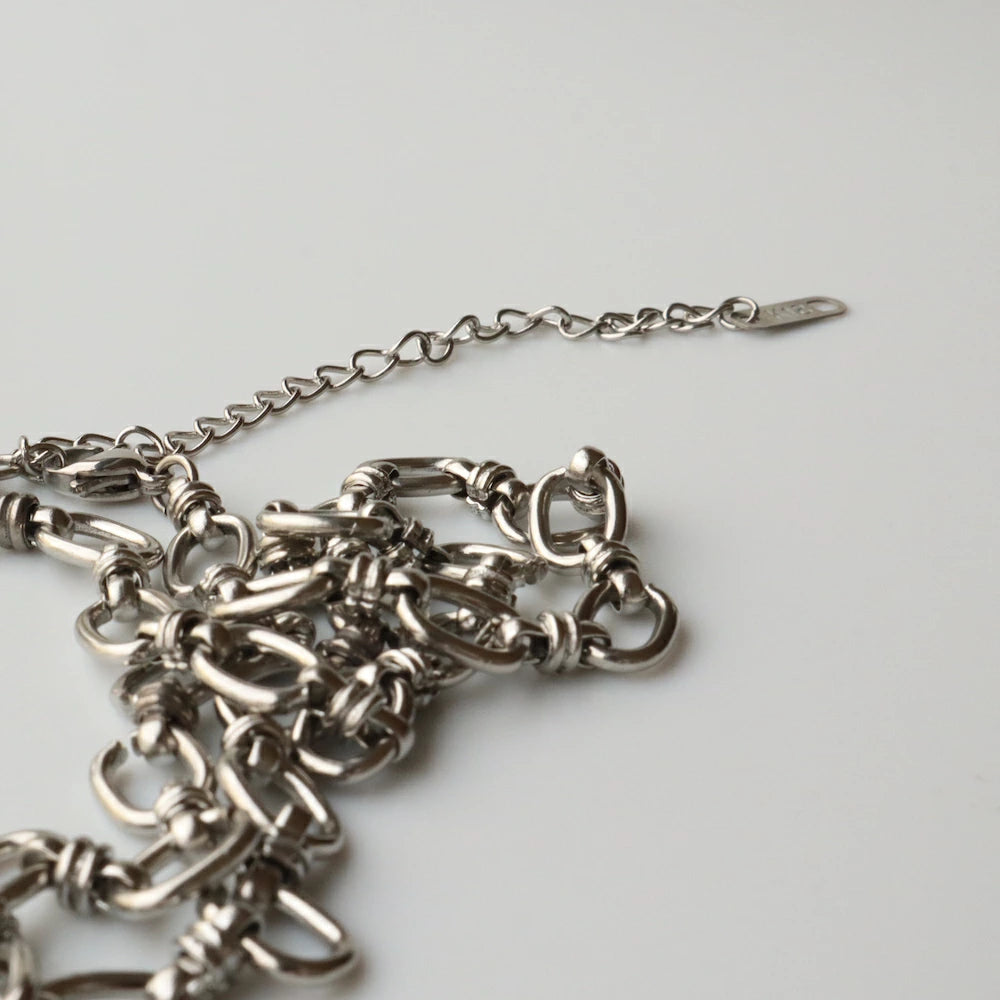 N147 stainless flat chain necklace